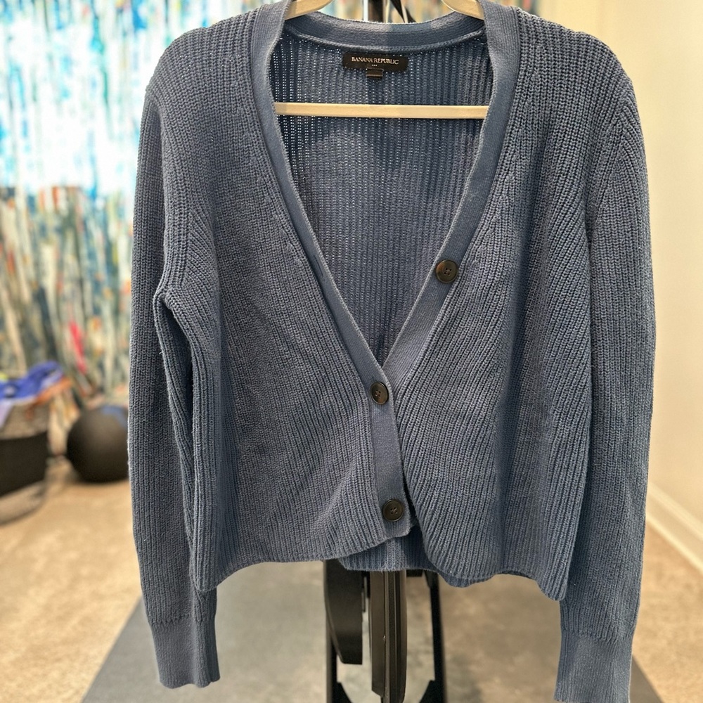 Blue banana republic cropped cardigan